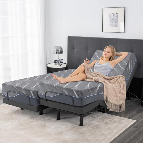 Split King Adjustable Bed Frame with Gel Memory Foam Mattress, Wireless Remote F95930