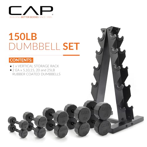CAP Barbell Dumbbell Set with Rack 150lbs P25267