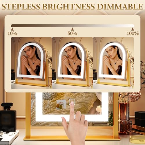 Vanity Mirror with Lights, 12.6"×15" LED Makeup Mirror, Touch Control Dimmable D52089