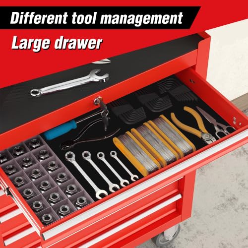 7-Drawer Rolling Tool Chest with Wheels, Lockable Steel Storage Cabinet, Black S62207