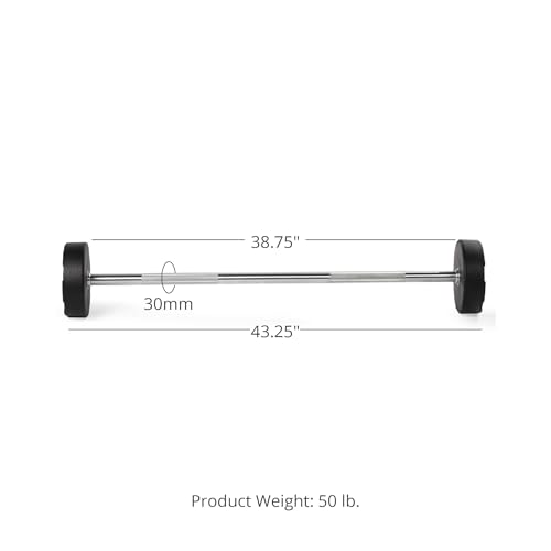 Titan Fitness Rubber Curl Fixed Barbells, Pre-Loaded Weight Bar Y406