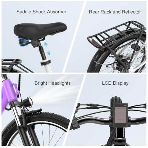1000 Peak Electric Bike for Adults, 80 Miles Removable Battery, 26" 7-Speed D960