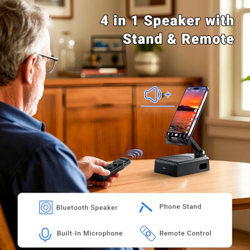 AIKELA Bluetooth Speaker with Video Scrolling Remote and Phone Stand O676352