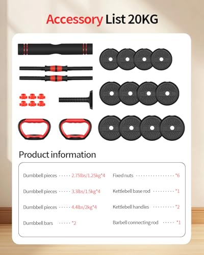 Adjustable Dumbbells 80lbs Free Weight Set with Connector for Home Gym I872