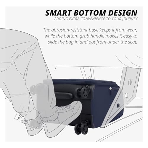 Verage Under Seat Luggage with Wheels, Softside Spinner Carry On, Navy 14-Inch A51804