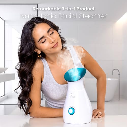 Pure Daily Care NanoSteamer Large 3-in-1 Nano Ionic Facial Steamer with Temp Control, Teal B192
