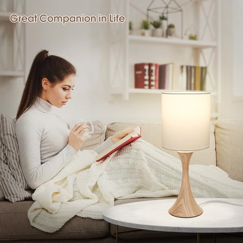 Dimmable Bedside Lamp with Touch Control, Beige Shade, LED Bulb Included S148