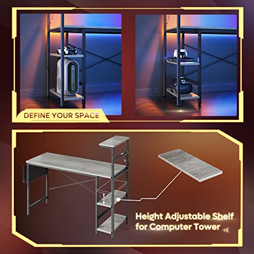 Bestier Gaming Desk with LED Lights, 51.3 Inch Computer Desk Q970