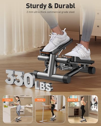 Sportsroyals Stair Stepper with Resistance Bands, Hydraulic Fitness Stepper, 330lbs Capacity D615949