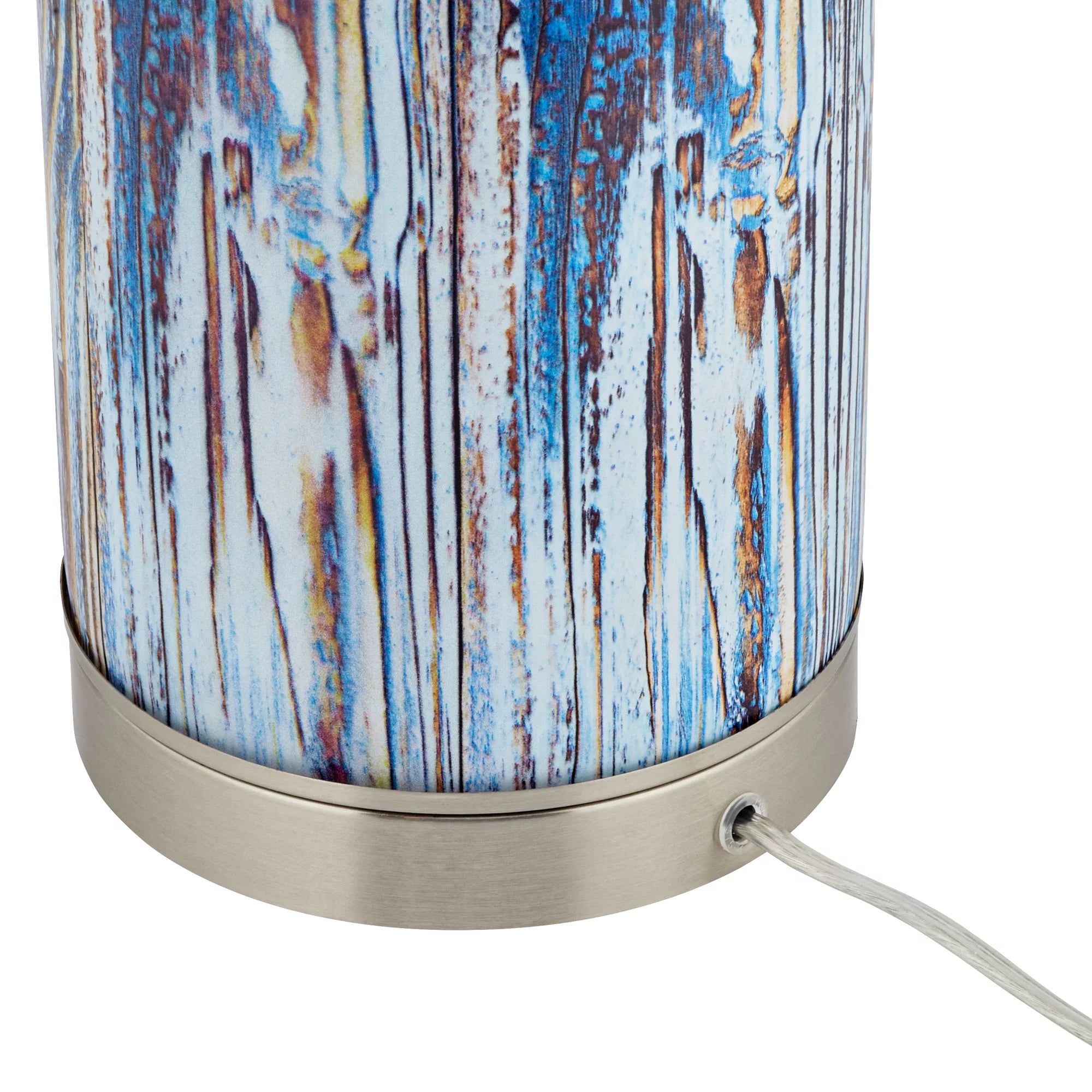 360 Lighting Mendes Modern Coastal Table Lamp 26.5" Brushed Nickel Blue Glass B8779