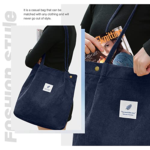 Corduroy Tote Bag for Women, Large Capacity with Inner Pockets R785