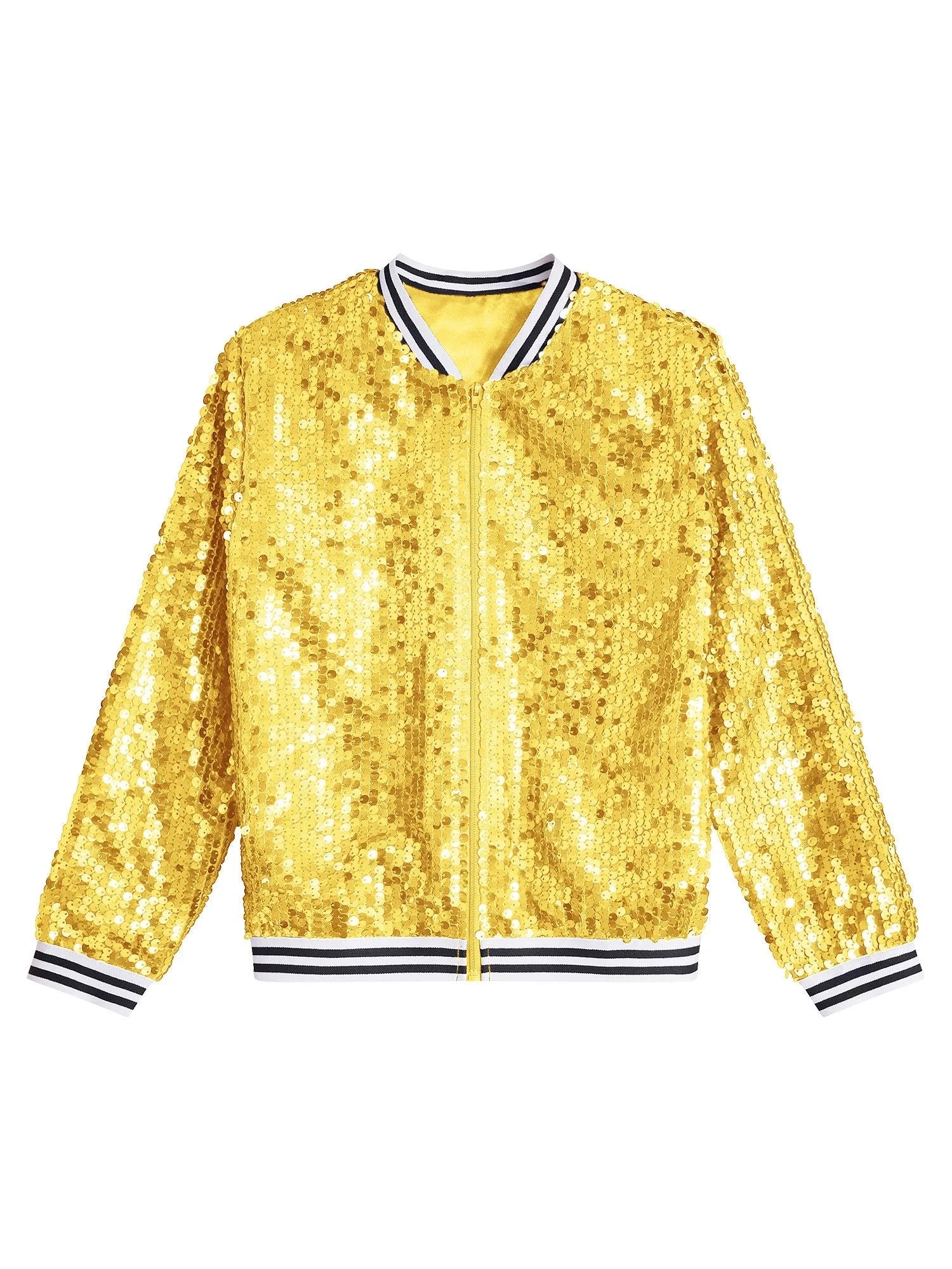 iEFiEL Girls Sparkle Bomber Flight Jacket Gold 14 D83510