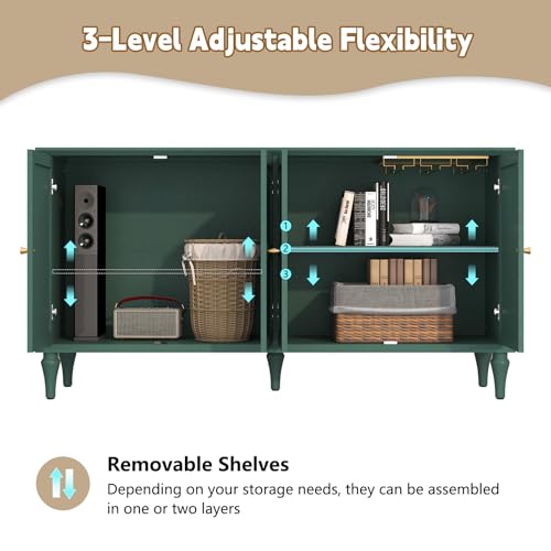 ARTPOWER Sideboard Buffet Cabinet with Storage, 58'' Mid-Century Modern, Brown M393886