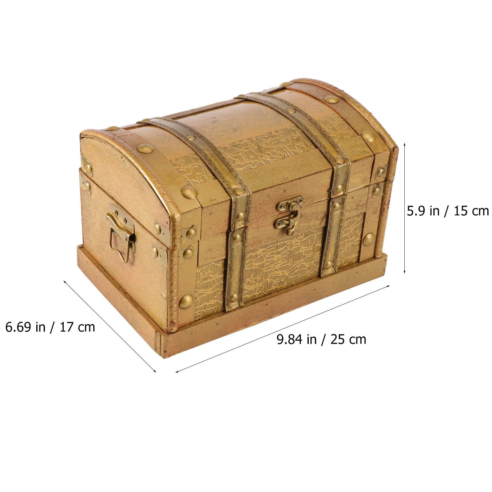 Retro Wooden Pirate Treasure Chest Jewelry Storage Box H38718