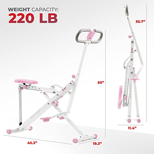 Sunny Health & Fitness Row-N-Ride Squat Assist Trainer, Foldable Home Exercise Machine G85090