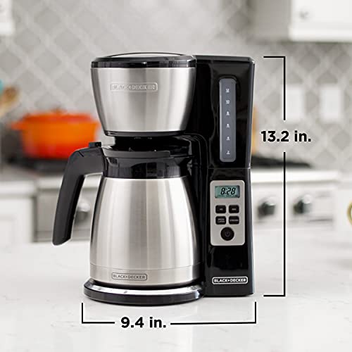 BLACK+DECKER 12 Cup Thermal Programmable Coffee Maker, Black/Steel P7250