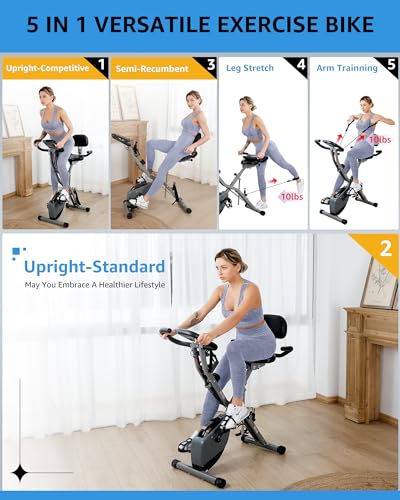 Foldable Exercise Bike with 16-Level Magnetic Resistance for Home T532