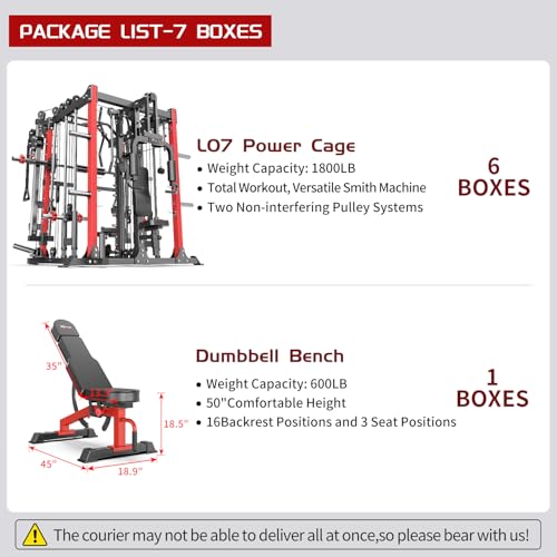 Power Cage Smith Machine Power Rack with Cable Crossover for Home Gym X175525