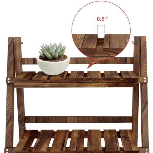Yaheetech Folding Plant Stand Wooden 3-Tier Flower Pot Shelf Rack T945