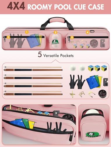 Pool Cue Case 4x5 with Pockets, Soft Padded Billiard Cue Bag A2212