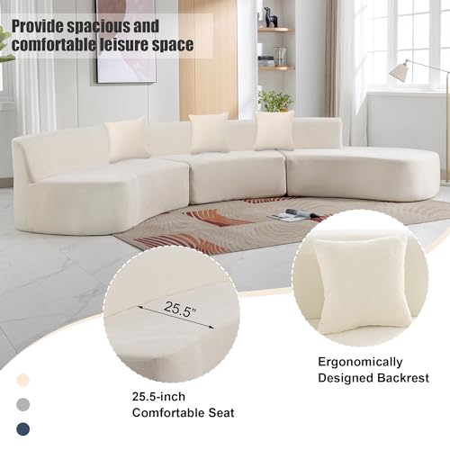 GNIXUU 136.6" Oversized Modular Sectional Sofa with Chaise & Pillows, Grey R53554