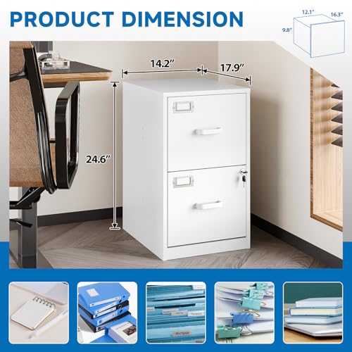 2 Drawer Vertical File Cabinet with Lock for Letter Size, Steel Office Storage Y50014