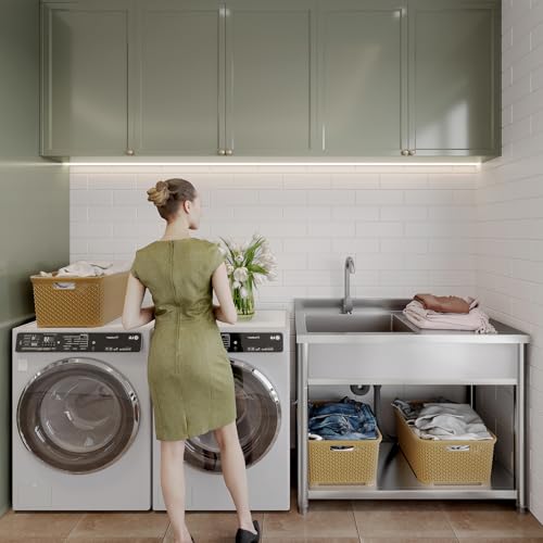 Stainless Steel Freestanding Utility Sink with Pull-out Faucet K489