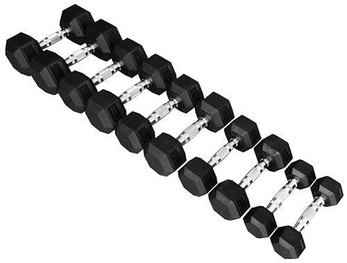 Rubber Coated Hex Dumbbell Weight Set R443