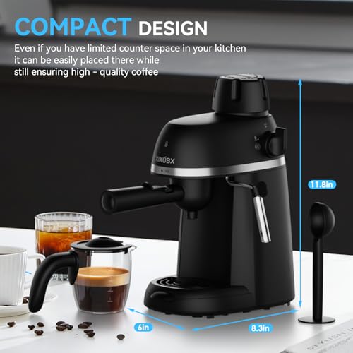 Coffee Machine 3.5 Bar Espresso & Cappuccino Maker with Steam Wand, Black W2412
