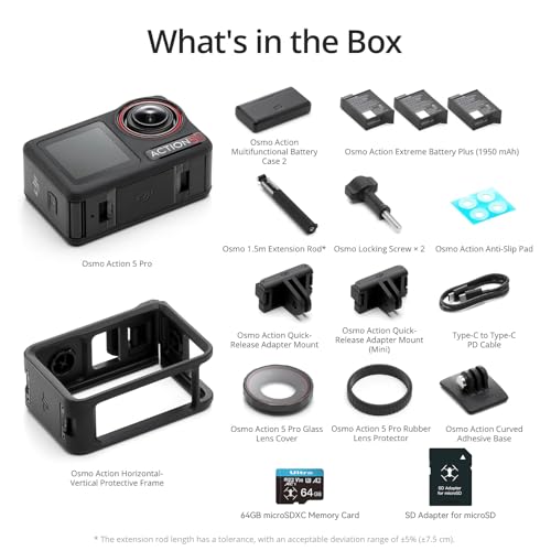 DJI Osmo Action 5 Pro Adventure Combo with 64GB microSDXC Card, Waterproof 4K/120fps Action Camera E927940