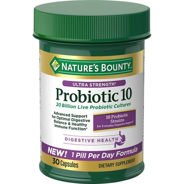 Nature's Bounty Ultra Strength Probiotic 10 Capsules, 30 Count (Pack of 6) K892548
