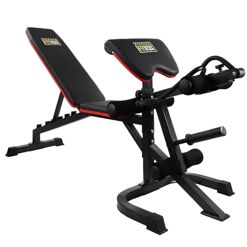 Adjustable Weight Bench with Leg Extension and Preacher Pad for Home Gym K47047