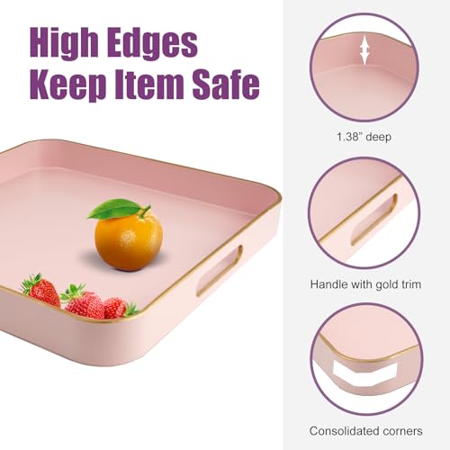 Gifturbo Blue Serving Tray with Handles, Rectangular Plastic Tray J15614