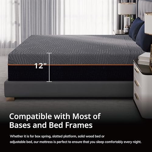 EGOHOME 14 Inch King Size Memory Foam Mattress, Cooling Copper Gel, Medium Firm L623776