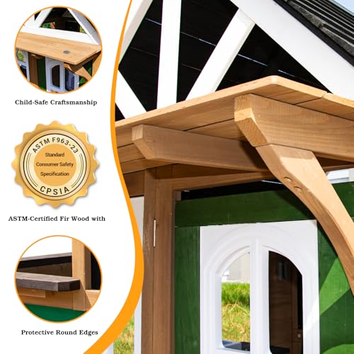 Kids Playhouse Outdoor Wooden Playset for Kids Ages 3-8, Gray N122654