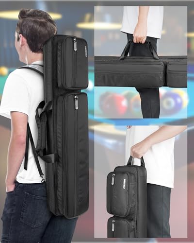 Pool Cue Case 4x5 with Pockets, Soft Padded Billiard Cue Bag A2212