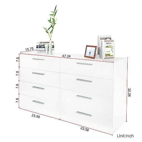 White 6-Drawer Double Dresser for Bedroom E2719