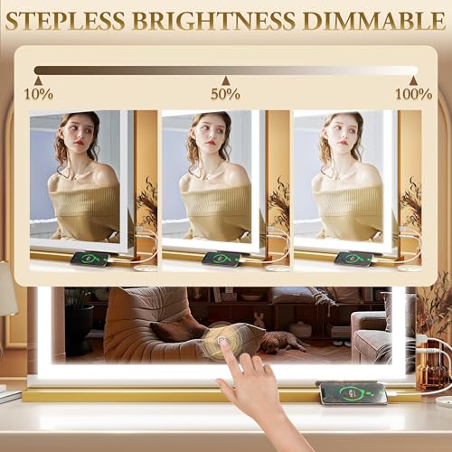 Vanity Mirror with Lights, 12.6"×15" LED Makeup Mirror, Touch Control Dimmable D52089