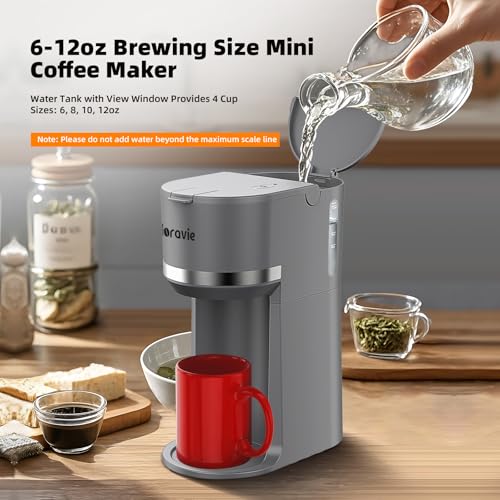 Mini Single Serve Coffee Maker for K Cup & Ground Coffee, Black D139279
