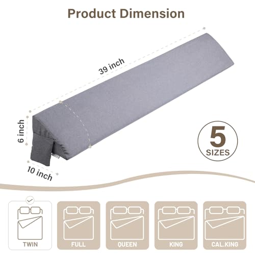 ENITYA Full Bed Wedge Pillow for Headboard Gap Filler, Grey 54"x10"x6" B97640