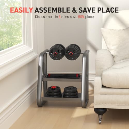 Adjustable Dumbbells 2-in-1 Set with Barbell & Kettlebell, 20-90lbs for Home Gym N35170