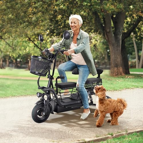 Foldable Electric Tricycle for Adults with 3 Seats and Storage Basket H83643