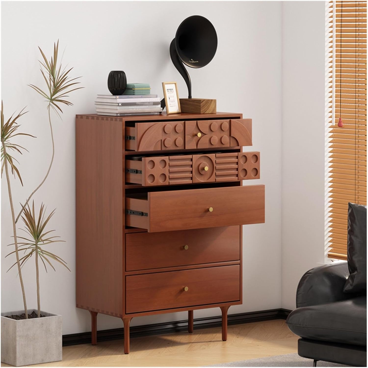 5 Drawer Dresser with Gold Handles for Bedroom D147990