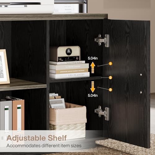 Tribesigns 85.8-Inch L-Shaped Executive Desk with File Drawers & Shelves, White & Brown I578