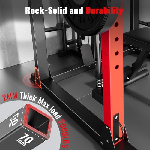 ARMAC Smith Machine Multi-Functional Power Cage for Home Gym with LAT Pull-Down W77327