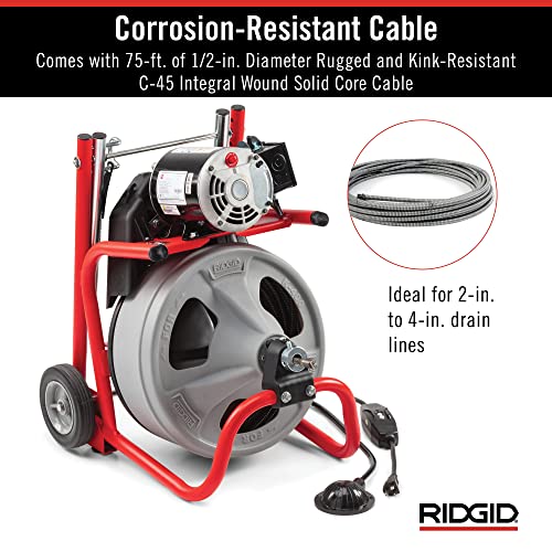 RIDGID K-400 Drain Cleaning Drum Machine Kit with 1/2" x 75' Cable I39446