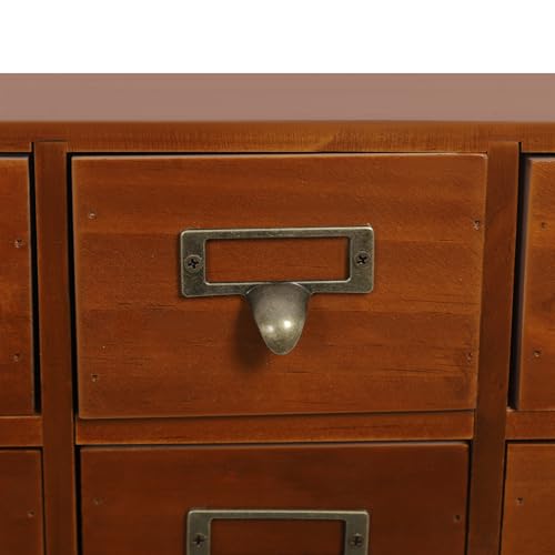 Vintage 16-Drawer Wooden Desktop Organizer with Iron Label Holders N538