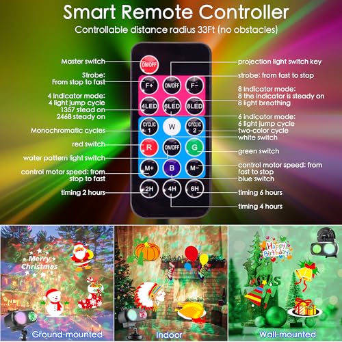 Halloween Christmas Projector Lights Outdoor with Remote, Waterproof Holiday Decor N1281