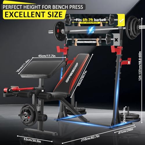 Professional Olympic Weight Bench Set with Squat Rack and Leg Extension S677