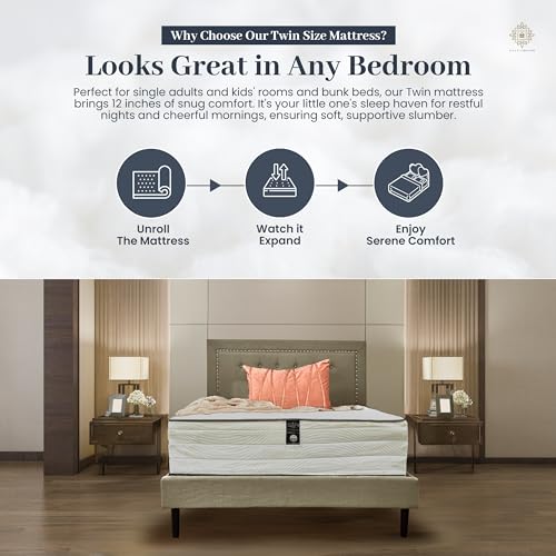 Twin Bed Mattress 12 Inch Hybrid with Pocketed Coils and Comfort Foam K18116